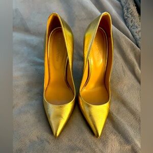 Sergio Rossi gold pumps